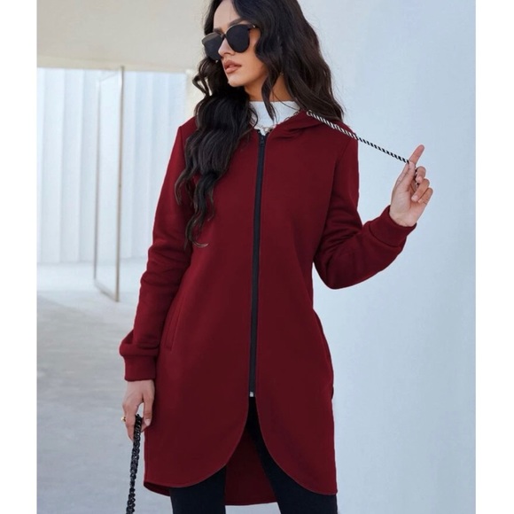 Jackets & Coats Burgundy Zip Up Hoodie Jacket Poshmark